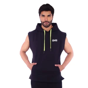 Polera Manga Cero color Negro con Amarillo Fosforescente