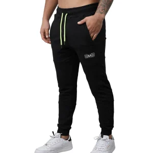 Jogger Deportivo color Negro con Amarillo Fosforescente